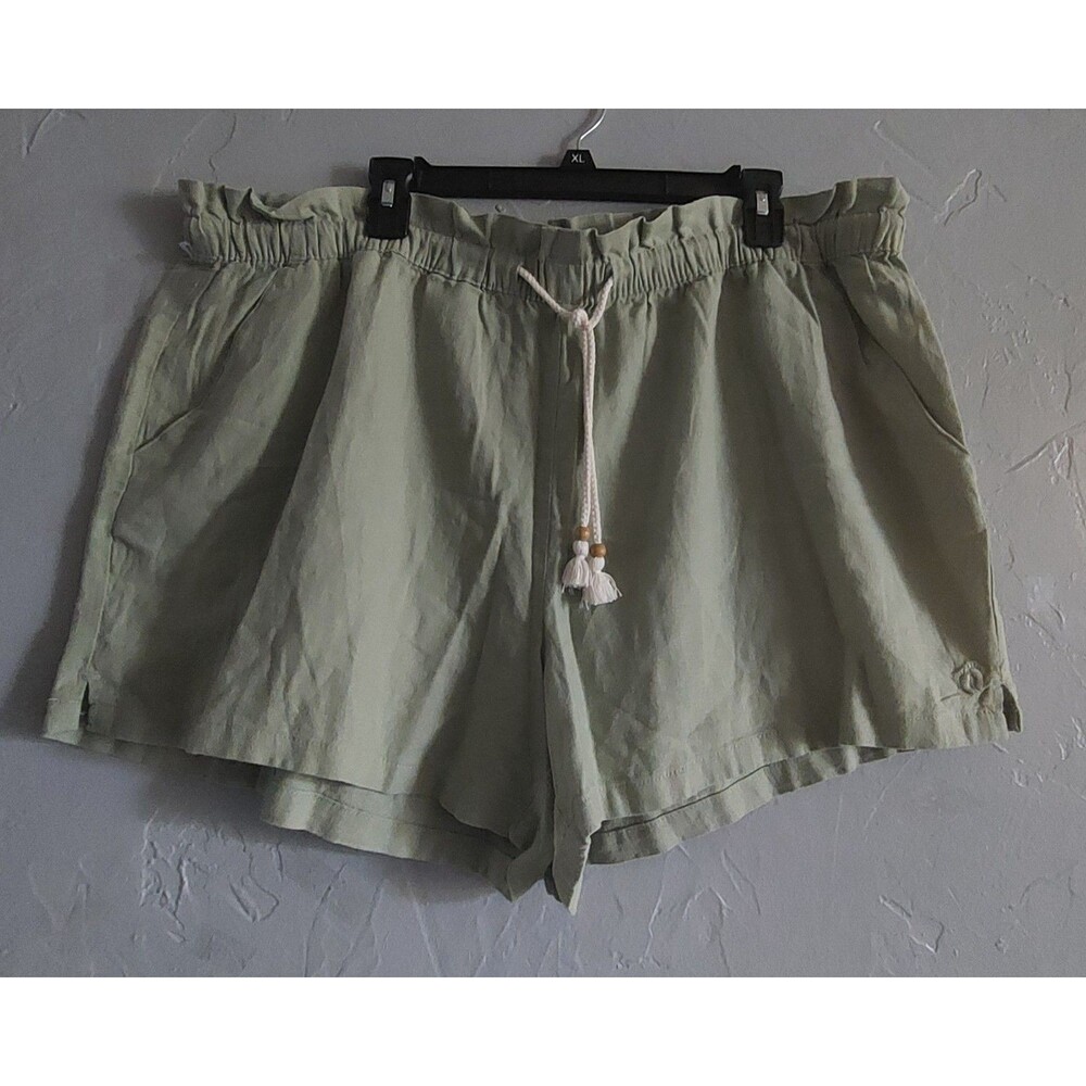 Hang Ten Shorts Short Women Size XXL Linen, Rayón, Beige, Elastic Waist,20 Inch